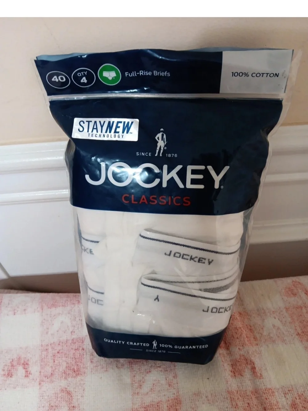 Jockey Classics Men's White Briefs with Branded Waistband - Pack of 4